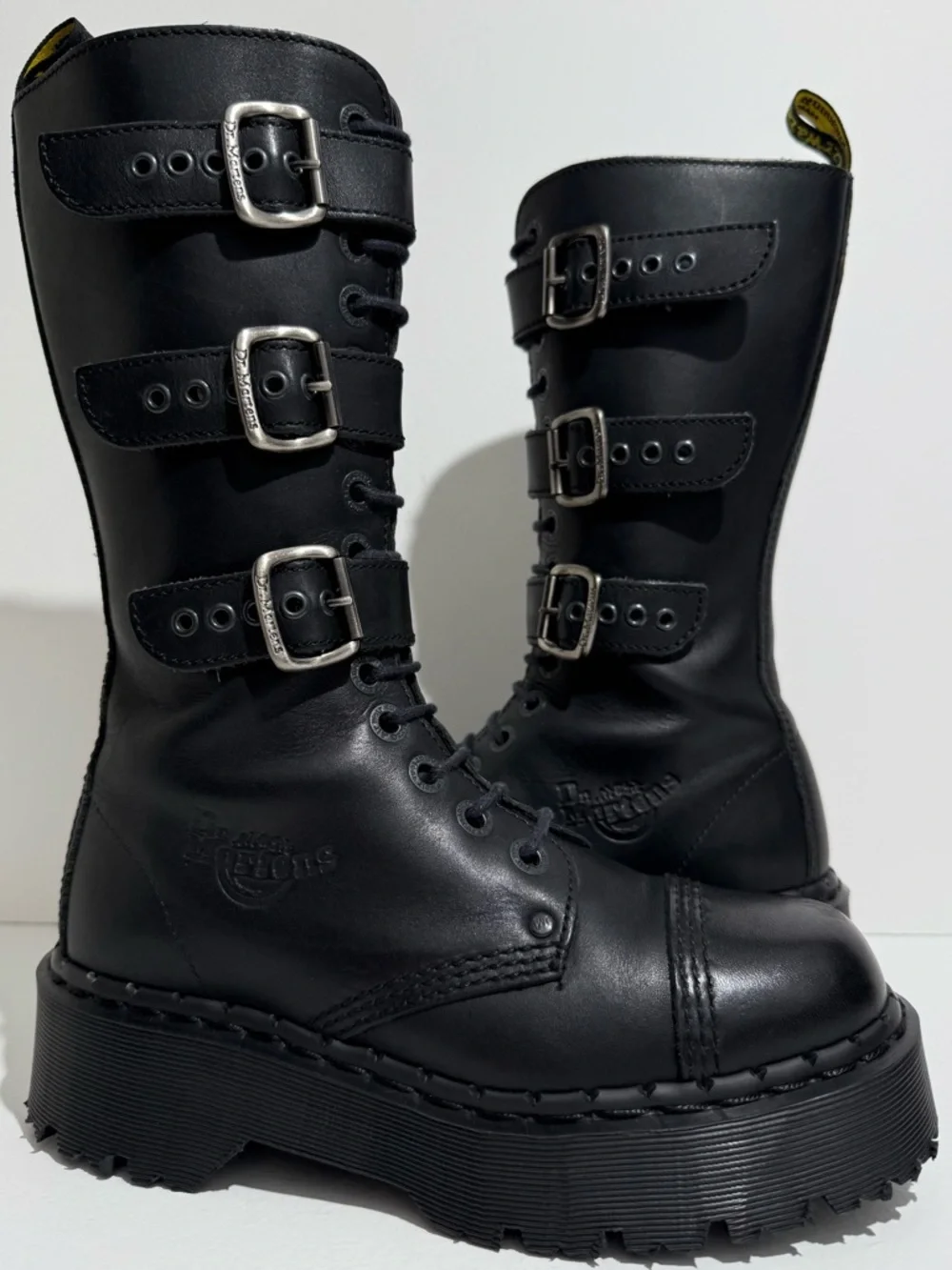 Vintage Dr. Martens 3A26 Holy Grail England Black Envy Platform Boots UK 4